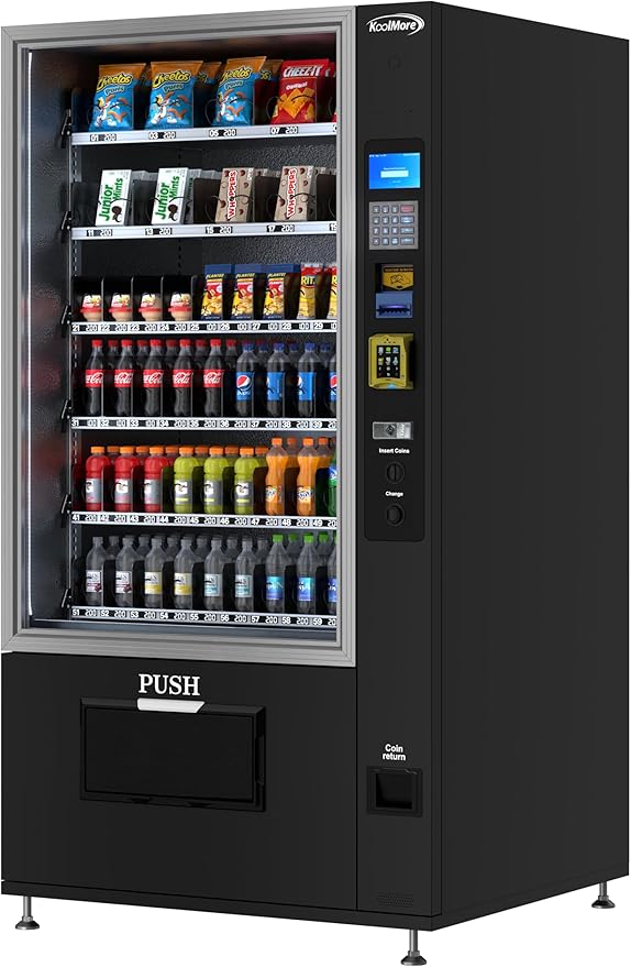 KoolMore Refrigerated Snack Vending Machine with 60 Slots, Bill Acceptor and Credit Card Reader in Black (KM-VMR-40-BR)