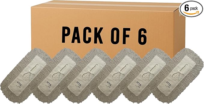 Heavy-Duty Industrial Closed-Loop Dust Mops - 6 Pack (White) - 18 Inch