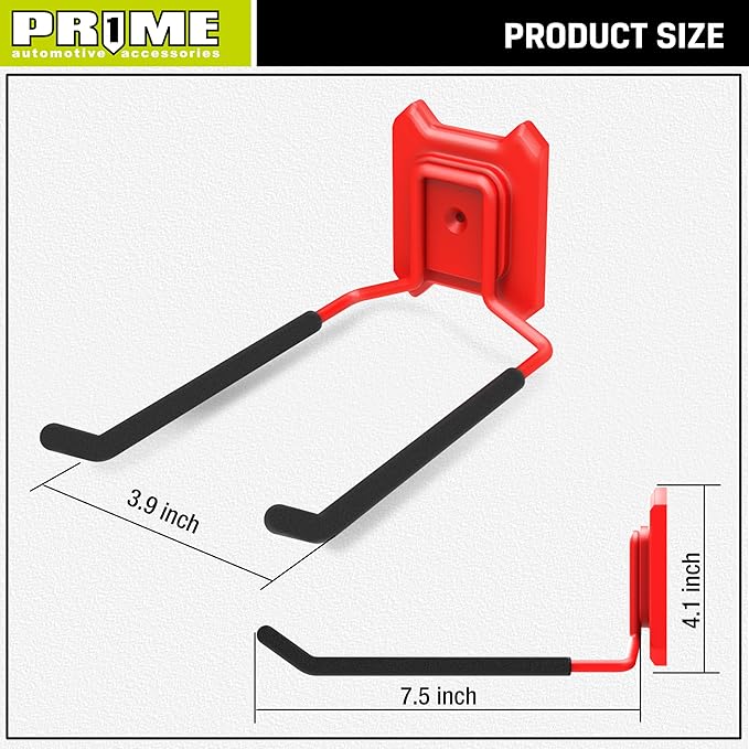 Prime 1 PR1ME 1 Pack Garage Garden Tool Organizer Wall Mount Hooks,Support 33lbs, Heavy Duty Metal Storage Hooks for Power Tool,Hand Tool,Bike,Hoses,Broom,etc