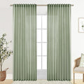 XTMYI Country Curtains for Living Room,Sheer Linen Curtains for Bedroom 90 Inches Long,70 Inches Wide Sage Green