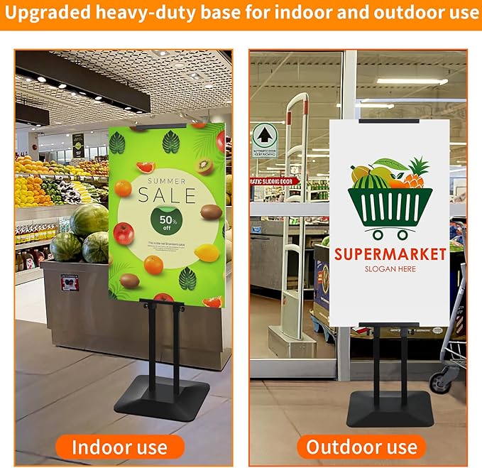 Poster Stand Heavy Duty - 2Pack Adjustable Poster Board Stand, Double-Sided Poster Stands for Display Banner Foam, Black Metal Pedestal Poster Sign Stand Outdoor Floor Standing Sign Holder