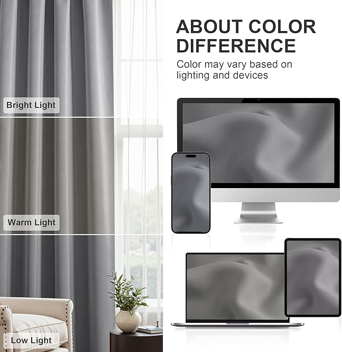 PONY DANCE Bedroom Window Curtains -Blackout Curtains and Drapes Rod Pocket Top Home Decoration for Kitchen Bay Windows Soft Touch Fabric, 42 x 54 inches, Silver Grey, 2 Pieces