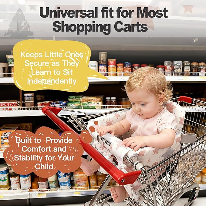 Padded Shopping Cart Cover for Baby Boy & Girl, High Chair Cover for Restaurant Seat, Machine Washable Infant Toddler Buggy Seat Cover(Star)