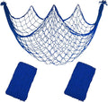 2 Pack Fish Net Decorations, 80x40 Inch Navy Blue Fishing Net Decor for Under The Sea Hawaiian Beach Theme Party, 3mm Thick Natural Cotton Versatile Nautical Netting for Party Wall Table Ceiling Decor