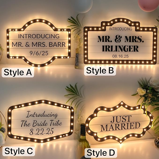 Large Custom Wedding Bottle Service Sign, Personalized Wedding Entrance Sign LED VIP Club Signs for Bottle Service, Marquee Signs for wedding Reception Bar Brithday Party Engagement Anniversary