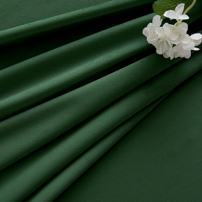 MIULEE Christmas Velvet Curtains 96 Inches Long 2 Panels Set for Bedroom Pinch Pleat Back Tab Thermal Insulated Living Room Darkening Pleated Blackout Floor to Ceiling Drapes with Hooks Emerald Green