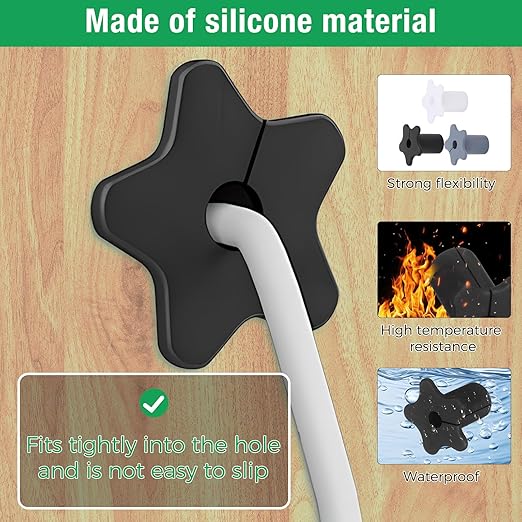 6pc Starlink Cable Grommet 5/8" Silicone Waterproof Wall Hole Pass Through Split Cable Bushings for TV Wire Ethernet Cord, Starlink Cable Routing Kit Accessories, 27.6mm/1.09" Ht, Black