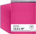 Hot Pink12.5x19.5 Inch Large Poly Bubble Mailers #6 | Padded Envelopes with Self Seal | Air Lined Cushioned Bubble Mailer | Usable Size 12.5x15 | 50 Pack Bulk | Lightweight shipping Bags