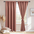 JIUZHEN Blackout Curtains for Bedroom– Thermal Insulated,Noise Reducing Room Darkening Privacy Drapes for Living Room, Set of 2 Panels with Tiebacks, 42 x 72 inch Long, Dusty Rose