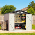 8x6 FT Outdoor Storage Shed & Lockable Double Doors, Heavy-Duty Galvanized Steel Outdoor Metal Shed for Bike, Tool, Generator Storage in Backyard, Patio (8’x6’)