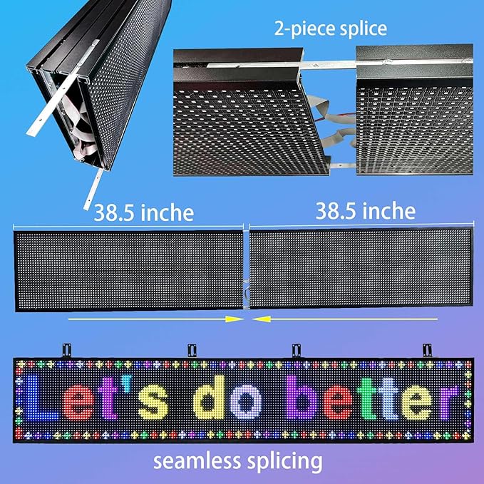 programmable led sign custom scrolling digital signage display screen outdoor for business electronic message board advertising marquee word light Wifi Control High Brightness Neon 77"X14"