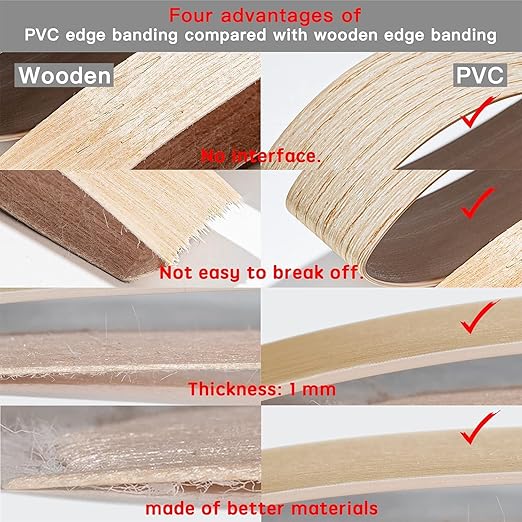 GSCIT Club Walnut Edge Banding, 1/2 inch x 25ft roll of Veneer PVC Edge Banding Pre-glued Flexible, Wood Tape for Cabinet Repair