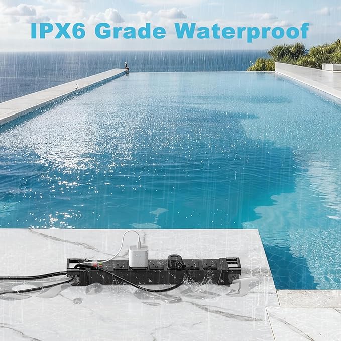 IPX6 Outdoor Power Strip Weatherproof,6 Outlet Metal Surge Protector Wall Mountable for Camping,Garden & Home,Heavy Duty 10FT ETL Certified Waterproof Extension Cord