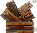 Barydat Set of 5 Wood Crates for Display Decorative Nesting Wooden Crate Storage with Handles Vintage Farmhouse Style Decorative Boxes Multipurpose Fruits Vegetables Boxes(Colored Drawing,Random)