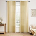 Nanspring Cream Yellow 84 Inch Curtains Linen for Living Room Modern Farmhouse Light Filtering Sheer Curtain Back Tab and Rod Pocket Privacy Drapes for Bedroom Office 52x84, 2 Panels