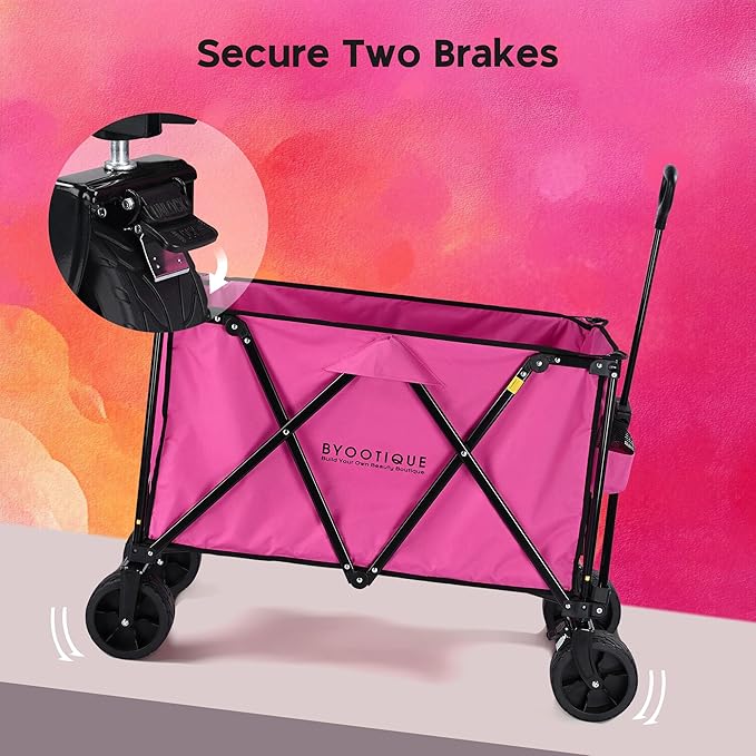 225L Large Capacity Folding Wagon Collapsible Cart for Camping Shopping Sports Makeup Artists Weddings Flea Markets