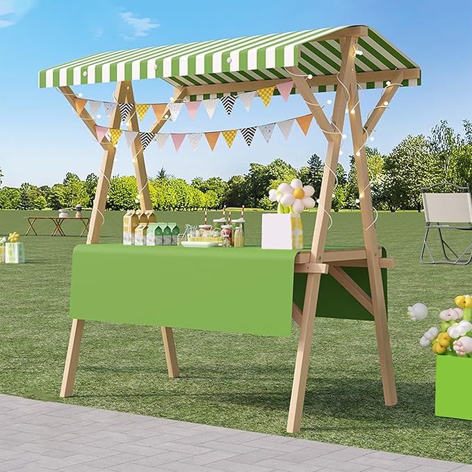 Outdoor Vendor Cart, Portable Cart with Canopy, Movable Stall Display Stand, Foldable Vending Stand Kiosk Display Trolley with Canopy, for Market, Street Food, Events(Green 2,150cm/59in)