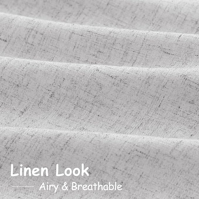 Silver Linen Curtains 96 Inches Long for Living Room Rod Back Tab Vintage Rustic Farmhouse Light Filtering Curtain Burlap Textured Linen Drapes 96 Inch Length for Dinning Room Bedroom 52x96 8 FT