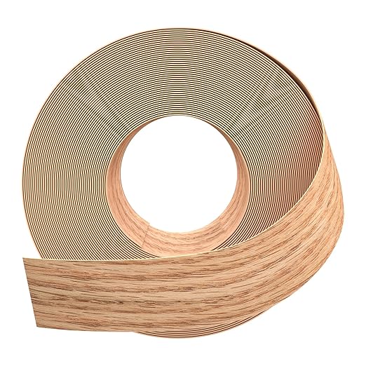 GSCIT Club Red Oak Edge Banding, 1 1/2 inch x 50ft roll of Veneer Edge Banding - Pre-glued Flexible, Real Wood Tape for Cabinet Repair & Furniture Restoration