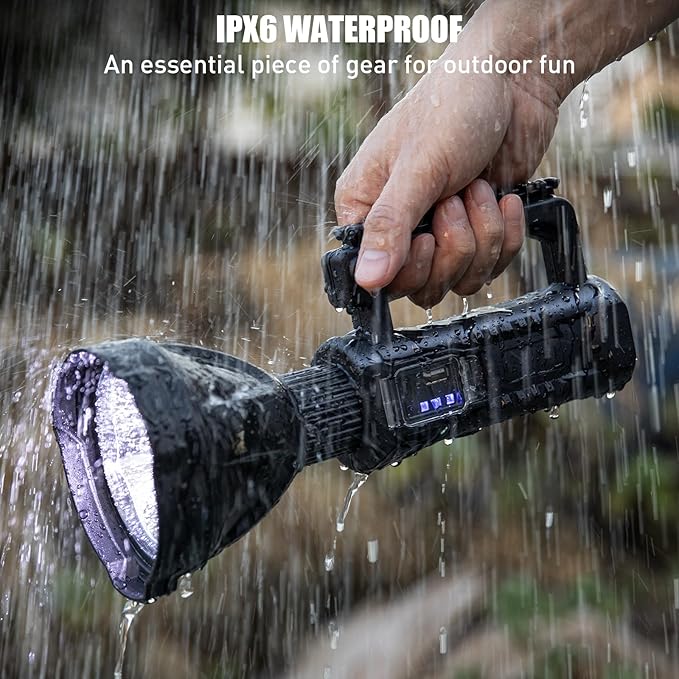Rechargeable Spotlight, 99,000 Lumens Super Bright Handheld Led Flashlight, Outdoor Spot Light for Boating Camping
