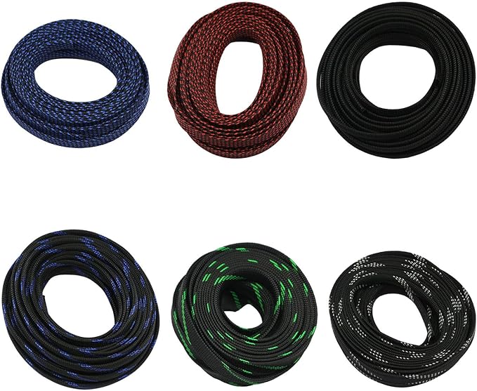 30ft PET Expandable Sleeving Wire Cable Sleeve (2/3", Silver&Black)