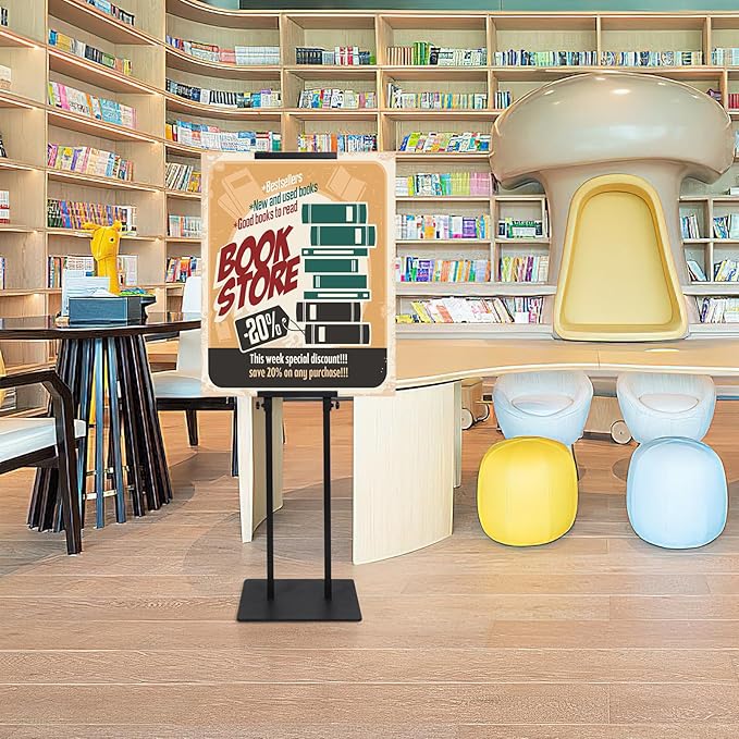 Poster Stand Heavy Duty - Adjustable Poster Stands for Display Foam Board, Double Sided Pedestal Floor Standing Sign Holder Height Up to 80 Inch, 1 Pack