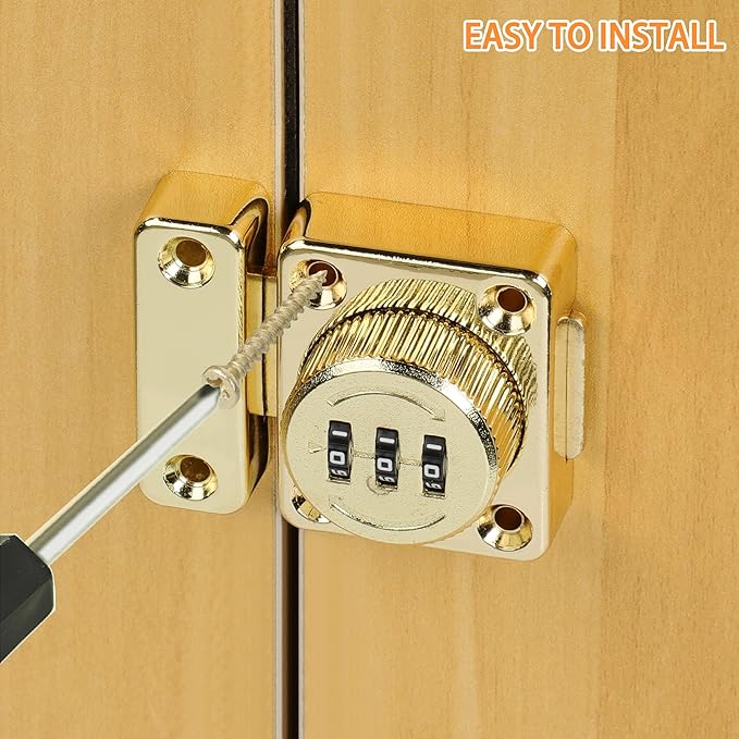 Alise Password Gate Latch Slide Bolt Latches Lock,Safety Double Sided Gate Hardware Locks,MSS002-G Gold Finish