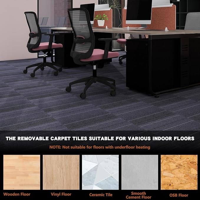 16-Pack 20"x20" Carpet Tiles, Non-Adhesive Soft Padded Floor Squares with Seamless Look for Home, Office, Indoor & Outdoor Use (43 Sq Ft) (K3)