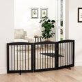 Freestanding Pet Gate for Dogs, Foldable Wooden Dog Gate for House, Indoor Dog Gate for Doorways, Stairs, Gates for Dogs Indoor, Support Feet Included, 24" Height 3 Panels, Brown