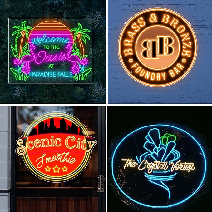 Custom Neon Sign with UV Print - Personalized LED Logo/Name Neon Light Wall Art for Home & Business, Salon, Studio Wall Decor (Image LoGo Custom)
