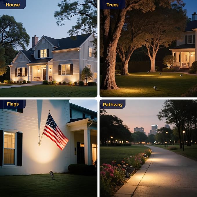 L LOHAS LED 5W Low Voltage Landscape Lighting, Christmas Outdoor Spot Lights with Connectors, 12V 24V IP66 Waterproof 3000K Warm White Plug in Spotlights for Yard, Garden, Pathway, House (12 Pack)