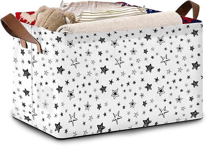 Graffiti Star Storage Basket Large 17x11.5x10.5 Inches - Urban Collapsible Fabric Organizer Bin with Handles for Bedroom,Closet,Toys - Foldable Decorative Hamper with Street Art Design - Single Pack