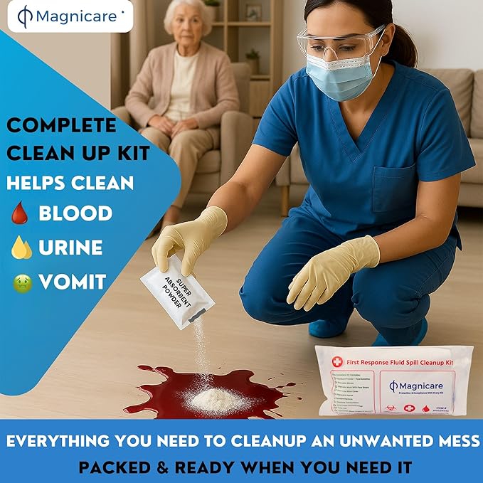 First Response Spill Kit - Be OSHA Compliant | Bloodborne Pathogen & Vomit Cleanup Kit: Comprehensive Spill Response for Bodily Fluids, Ideal for Schools, Restaurants, clinics (10pack)