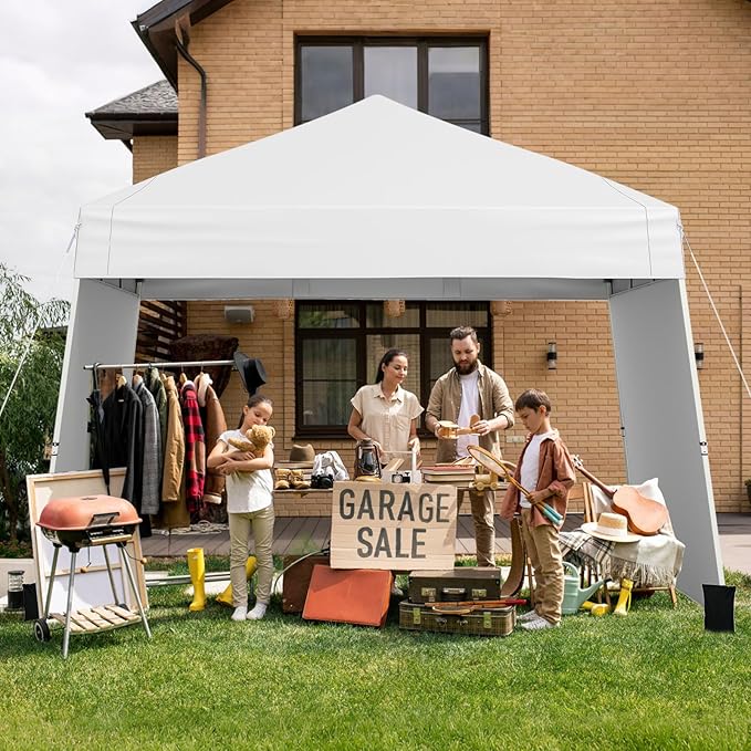 Tangkula 10x9.2 Ft Pop up Canopy with Sidewalls, UPF50+ Outdoor Tent with 8 Stakes, 4 Wind Ropes, Carry Bag, Portable Canopy Tent with Awnings for Camping, Patio, Market