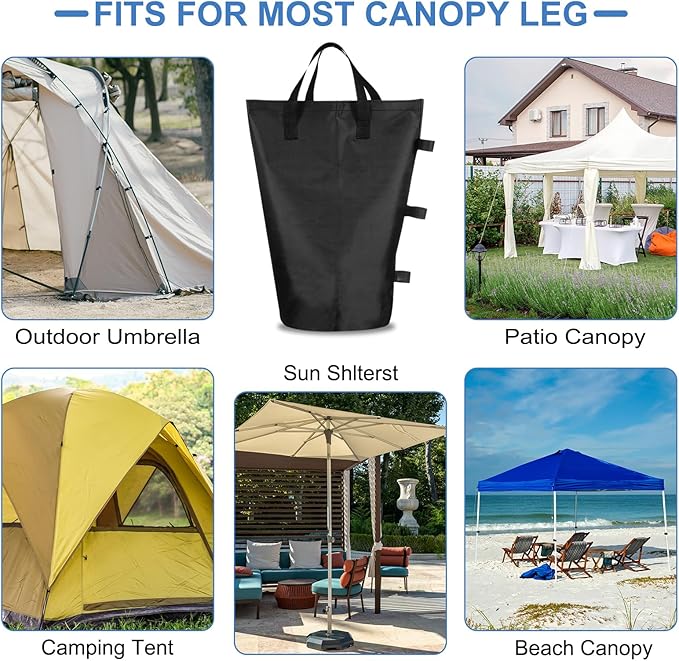 PATIKIL Canopy Weight Sand Bags, 4 Pack 112 Lbs Total Extra Large Weights Bags Waterproof Tent Leg Weights Sandbags for Outdoor Canopy Tent Sun Shelter Patio Ladder Black (18x9")