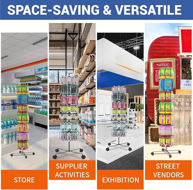 Retail Display Stand 7 Layer - Alloy Steel Jewelry Display for Vendors - 360°Rotating Display Stand for Jewelry, Key Chain, Cotton Candy