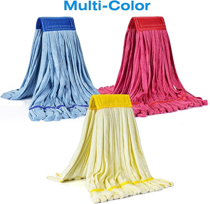 Matthew Cleaning Microfiber Tube Mop(Large,Yellow,3Pack) Heavy Duty Mop Head Replacement,Excellent Absorbency,Premium launderability,Reusable,Loop end for Home,Commercial and Industrial Use