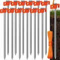 Tradesparker Tent Stakes 12-Pack 8Inch Heavy Duty Garden Stakes Canopy Anchors Double-Sided Hook Design - Includes Ropes for Camping Tents, Pop Up Canopies and Outdoor Events, Orange