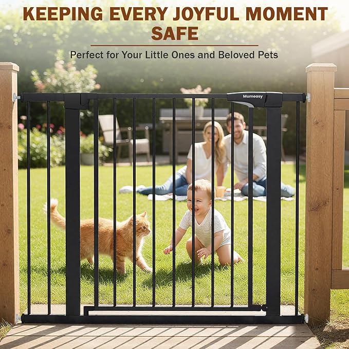 Mumeasy 36" High Extra Tall Dog Gate, 29.6"-40.5" Wide Pressure Mounted Tall Baby Gate for Dog, Auto Close Pet Gate with Door for Stairs,Doorways,House,Black