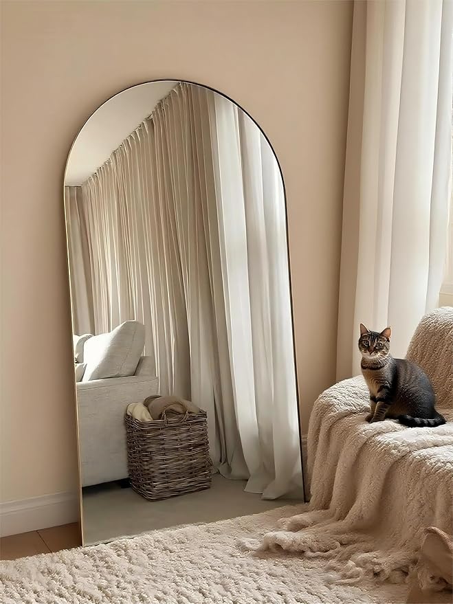 76"x34"Floor Mirror Full Length,Arched Full Length Mirror with Stand,Full Body Mirror,Hanging or Large Leaning for Bedroom Living Room Gold