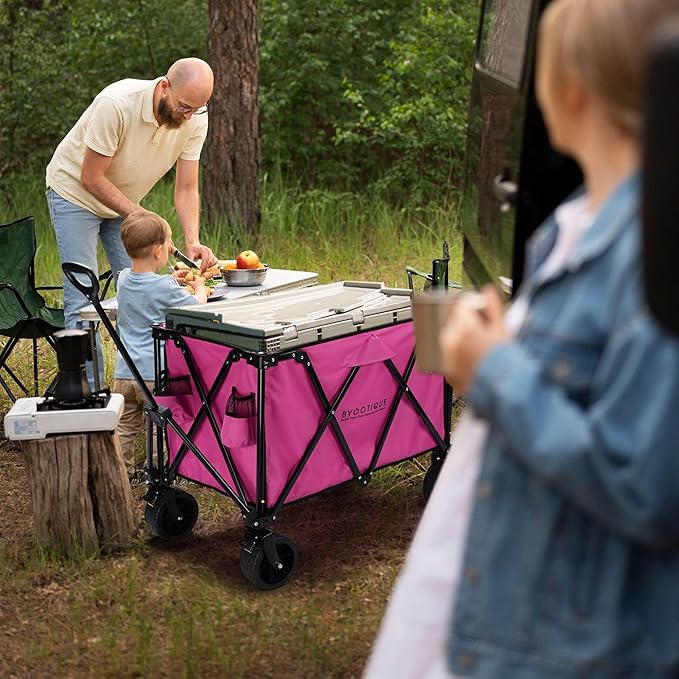 225L Large Capacity Folding Wagon Collapsible Cart for Camping Shopping Sports Makeup Artists Weddings Flea Markets