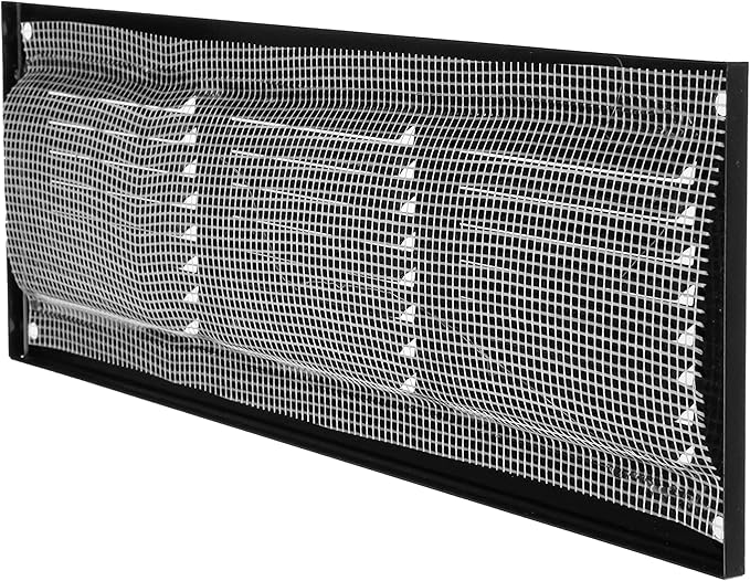 Repa Market 12x4 Inch Air Vent Cover/Black Galvanized Steel Louvered Grill Cover with Mesh Screen/Wall or Ceiling Vent/Durable Flush Mount HVAC Register for Indoor and Outdoor Ventilation