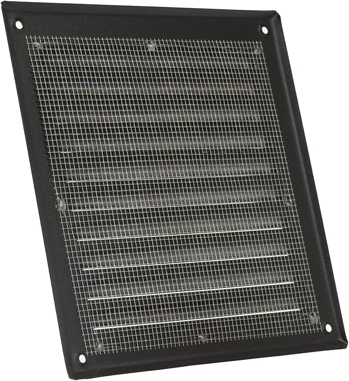 Vent Systems 6 x 6 Inch (Inner) Pack of 10 Black Vent Cover - Square Metal HVAC Return Air Grille with Mesh Screen - Register Wall Vent Grill - Outdoor, Indoor, Crawlspace - Exhaust Ventilation Grill