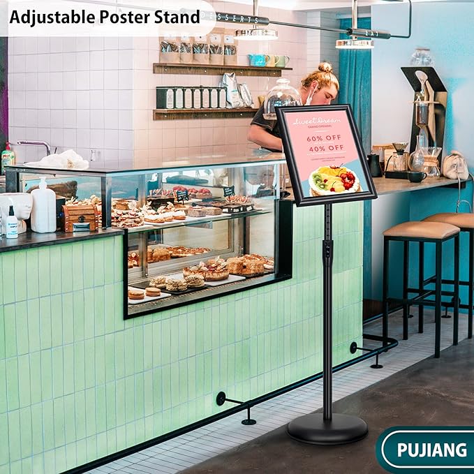 6Packs Sign Holder Stand 8.5 x 11 - Adjustable Heavy Duty Poster Sign Stands for Display 8.5 x 11 - Floor Standing Sign Holder for Vertical and Horizontal Sign Displayed(Black)