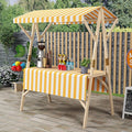 Outdoor Vendor Cart Foldable, Vending Stand Kiosk Display Trolley with Canopy, Selling Food Booth Concession Shelf, for Market Street Food & Events(Yellow,120cm/47.2in)