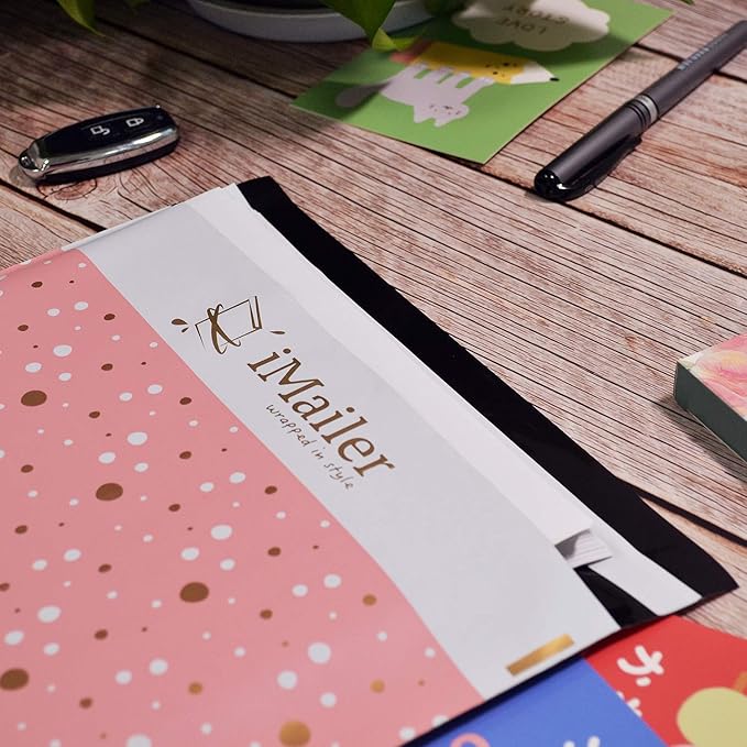 100 Count - 14.5 x 19 inch, Pink Polka Dot - Thank You Poly Mailer Envelope, Mailing Shipping Bags with Self Seal Strip