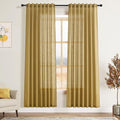Nanspring Gold Curtains 72 Inch Length for Living Room Semi Sheer Light Filtering Door Drapes 2 Panels Set for Kids Bedroom Light Filtering Back Tab Rod Pocket Modern Farmhouse Decor 52x72