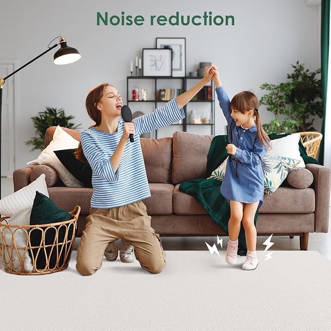 Carpet Tile 30 Pack 12” X 12” Self Adhesive Carpet Floor Tiles Anti-Slip Squares Peel and Stick Floor Tile DIY Installation for Bedroom (Beige-White)