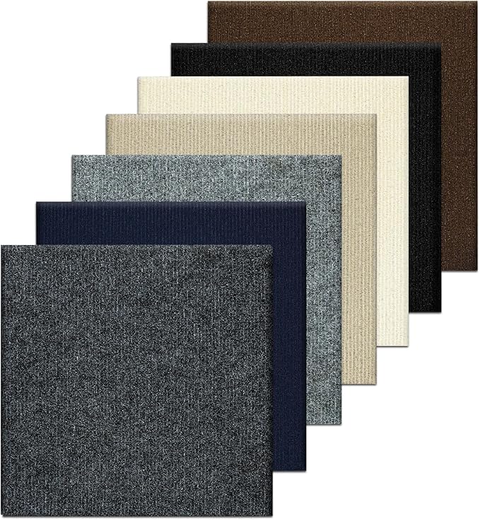 Carpet Tiles Peel and Stick, Self Adhesive Carpet Floor Tile 24" x 24", Brown Soft Padded Flooring Sticker, Home Decor for Bedroom Living Room Office, 10 Tiles per Box