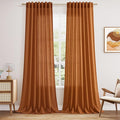 Nanspring Desert Orange Linen Curtains 90 Inch for Living Room Rod Pocket Back Tab Window Drapes Light Filtering Modern Farmhouse Curtain 90 Inches Long for Bedroom 52x90,2 Panels